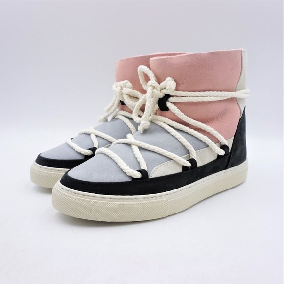 INUIKII Patchwork Winter Ankle Boots in Black and White - FCM62 - Picture 4 of 16